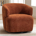 Swivel Accent Chair Upholstered Fabric Barrel Chair Chenille Round Boucle Armchair for Living Room Bedroom Orange