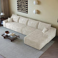 135.4 Boneless Couches for Living Room Modular Sectional Sofa with Oversized Chaise L-Shape Cloud Couch with Deep Seat High-Density Memory Foam No Assembly Required (White Right Facing Chaise)