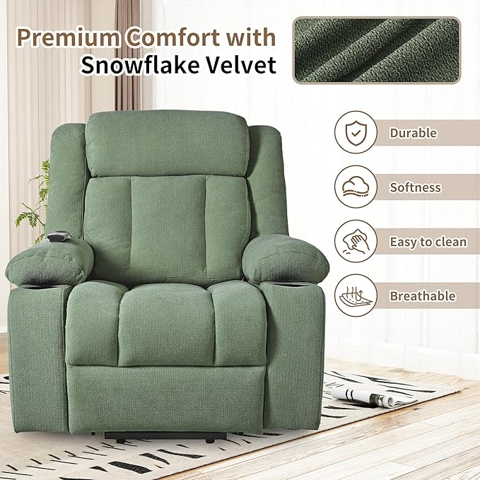 Oversize Power Lift Recliner Chair for Big and Tall with Extended Footrest Large Electric Lift Chairs 400lbs Capacity Remote Control Cup Holders &amp Side Pockets