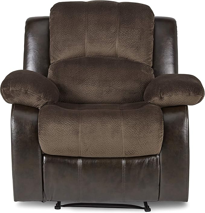 Lexicon Baluze Faux Leather Wall Hugger Recliner Chair for Living Room Office RV - High-Density Foam Sturdy Solid Wood Frame - Chairs Living Room Recliners for Small Spaces - Brown Shades