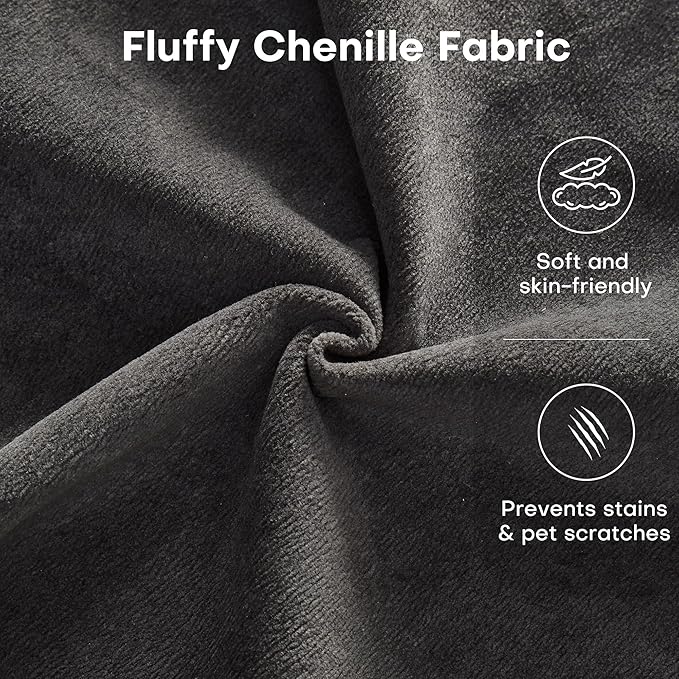 139 Modern Curved Sofa Cloud Sectional Couch with Adjustable Backrest Oversized Deep Seat Compressed Couch for Living Room Apartment No Assembly Required Chenille Fabric (Dark Grey)