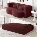 Aoowow Folding Sofa Bed 78” Convertible Sleeper Sofa with Pillows Modern Teddy Fabric Floor Loveseat Couch Comfy Foam Filled Couches Folding Mattress for Living RoomBurgundy