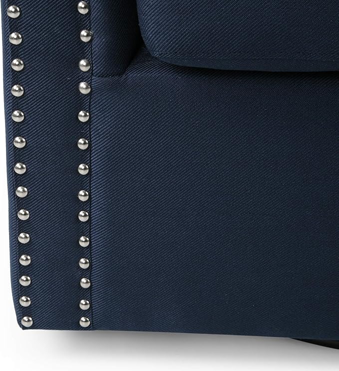 Christopher Knight Home Octavia Contemporary Fabric Swivel Chair Blue Black 31.25D x 30.25W x 31.25H in