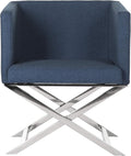 Safavieh Home Collection Celine Navy and Chrome Modern Glam Cross Leg Chair