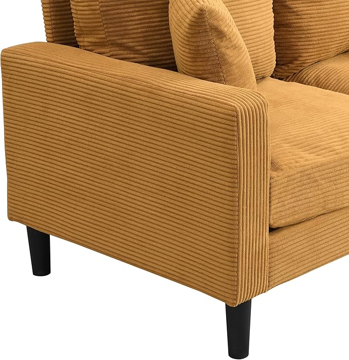 Corduroy Loveseat Sofa 2-Seater with Metal Legs Modern 57'' Compact Couch for Small SpacesMini Couches for Living Room/Apartment/Dorm/OfficeSettee (Corduroy Orange)
