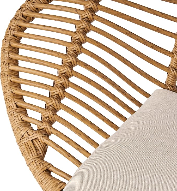 Christopher Knight Home Aleah Indoor Woven Faux Rattan Chairs with Cushions (Set of 2) Light Brown and Beige Finish