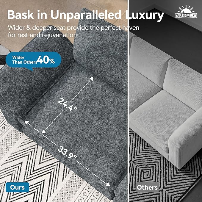 U Shaped Modular Cloud Couch 157.5'' Oversized Chenille Sectional Sofa with Wider Armrest and Ottoman Upholstered 6-Seat Modern Deep Seat for Bedroom Living Room Cyan