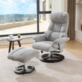 Ergonomic Recliner Chair with Ottoman for Adults 360° Swivel Massage Lounge Chair with 5-Point Vibration &amp Heated Seat140° Adjustable Chenille Recliner for Living Room Office (Grey+Chenille)