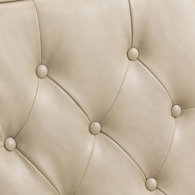 Modern Living Room Armchair Mid Century Accent Chair with Rolled Arms and Tufted BackUpholstered PU Leather Sofa Leisure Chair for Living Room/Bedroom/Office/Club