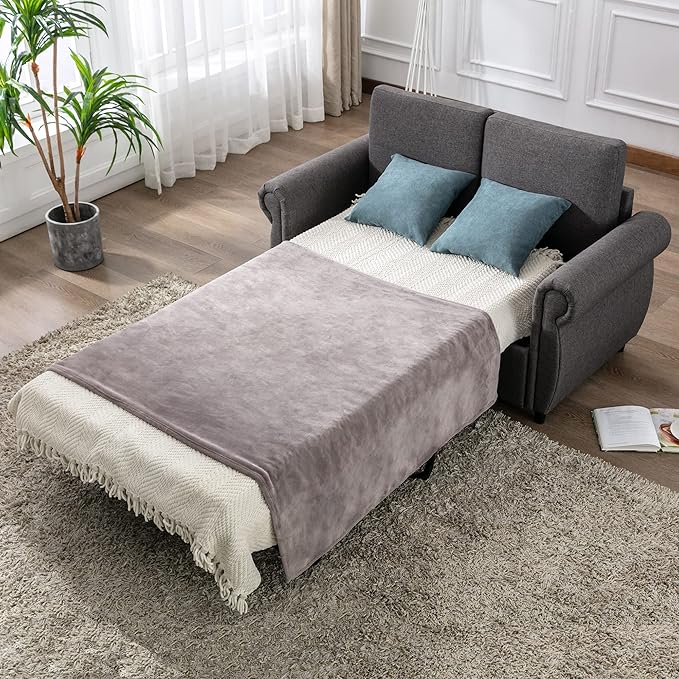 P PURLOVE Pull Out Couch MattressSleeper Sofa Chair Loveseat Sleeper with Twin Size Memory Mattress for Apartment Home OfficePillow Not Included