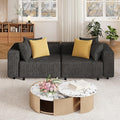 Modern Oversized Modular Sectional Sofa Boneless Cloud Loveseat with Legs Corduroy Big Comfy Deep Seat Sofa for Living Room &amp Apartment（Dark Grey106″Loveseat）