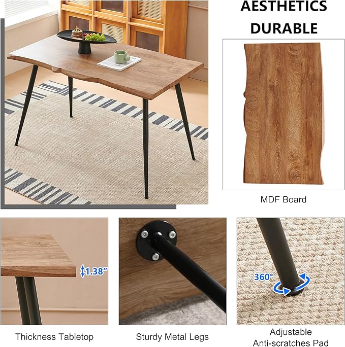 Modern Dining Table Set for 4Stylish Rectangular Kitchen Table with Chairs Set Compact Breakfast Dinner Table Set &amp Armlss Beautiful Dining Chair Velvet with Strong Metal Legs for Indoor