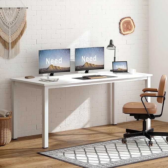Need Large Computer Desk 70.8 x 31.5 inches Conference Table Large Office Desk Writing Table Workstation for Home OfficeWhite ND-10FJGSAC3-180WW