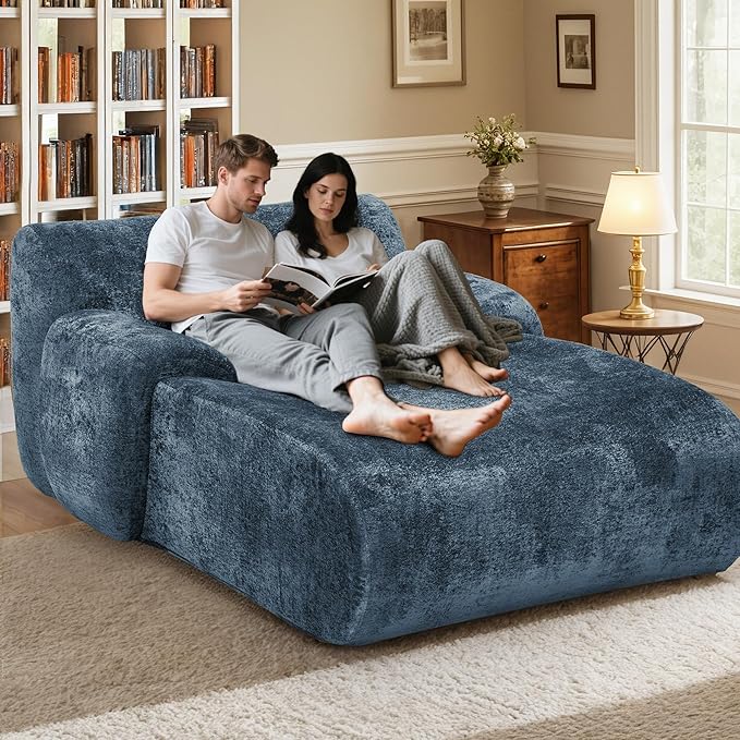 66 Inches Oversized Chaise Lounge Indoor No Assembly Required Single Sleeper Sofa Chair with Lumbar Pillow Upholstered Boneless Sofa Bed for Living Room Bedroom