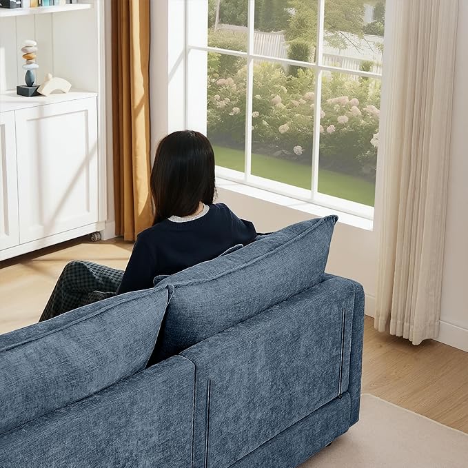 Eafurn Oversized Reversible Modular Sectional Sofa with Movable Ottoman 4 Seater Convertible L Shaped Corner Couch Modern Chenille Sofa Set w/Double Layers Seat Cushions for Living Room Apartment