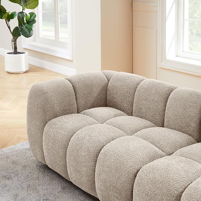 VANOMi 88 Oversized Boucle Sofa Modern Upholstered Tufted Cloud Couch Deep Seat Boucle SofaCozy Modern 3 Seater Couch for Living Room Bedroom Apartment