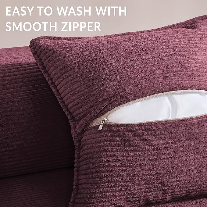 Compression Sofa - 78''Convertible Floor Sofa Bed - with Pillow Back Support Armrest - Comfy Foldable Sofa Bed Compressed Sofa in Box - Corduroy Fabric - for Living Room Bedroom - Burgundy