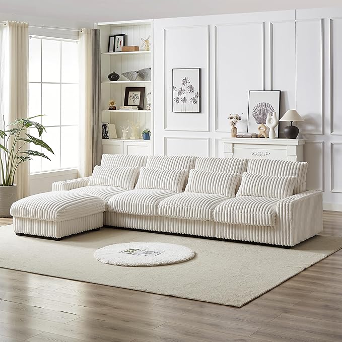 Eafurn L Shaped Modular Sectional Sofa Couch with Movable Ottoman