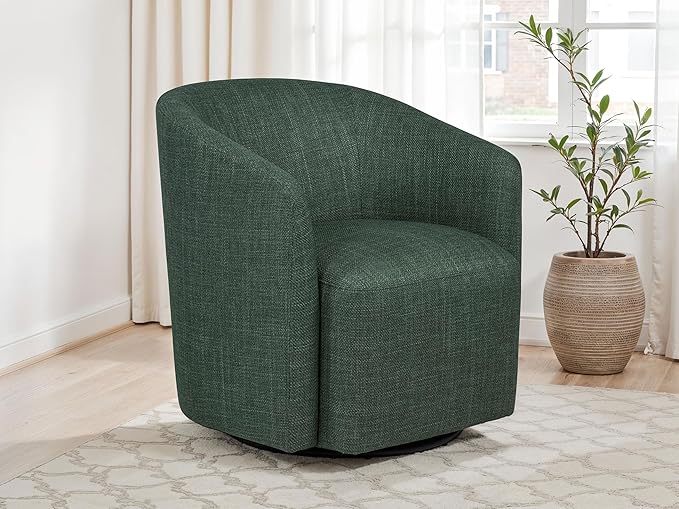 Coaster Home Furnishings - Mossbrook - Wood - Swivel Accent Chair with Barrel Back Foam Cushioning and 360-Degree Rotating Base - Living Room - Green - 903222