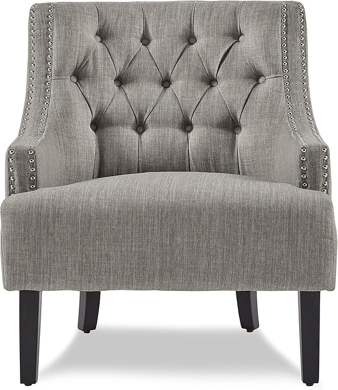 Lexicon Accent Chair Reading Chair Comfy Chair for Bedroom Upholstered Armchair with Solid Wood Frame Tufted Cushion Nail Head Trim Single Sofa Chair for Living Room Office Tan Chenille