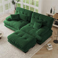 94.4 Convertible Modular Sectional Sofa Modern L-Shaped Couch with Ottoman Comfy 2 Seater Cloud Loveseat Sofa with Deep Seat Upholstered Chenille Couches for Small Space Living Room Green