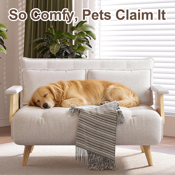 JASIWAY Convertible Sleeper Chair for Small Spaces 3-in-1 Convertable Single Chair Bed for Adults Fold-Out Futon Sofa Sleeper that Turn into Beds Adjustable Backrest(76.8 D X 44.8 W)