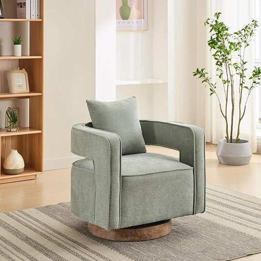 KEIKI Swivel Accent Chair Comfy Sofa Chair with Open Back Club Chair Leisure Arm Chair for Lounge for Nursery Bedroom Living Room Hotel Office Pale Green