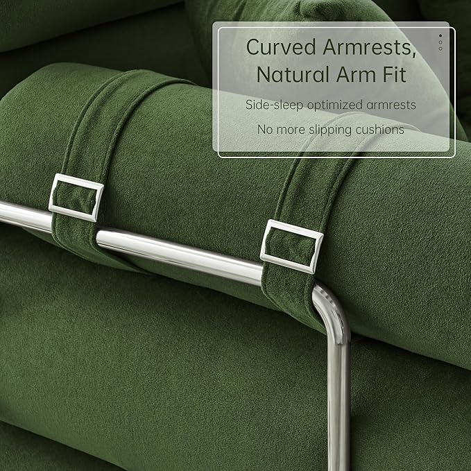 YINIX Convertible Sleeper Sofa - 35'' High-Back Floor Couch Bed - Folding Sofa Bed with Rounded Arm Supports - Floor Sofa Lounge Sofa Bed for Living Room - Green