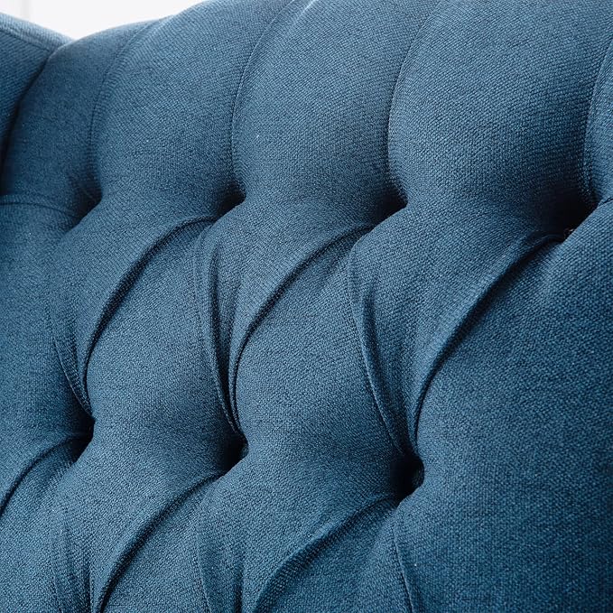 Fabric Wingback Recliner Chair for Adults Blue Accent Chair Living Room Upholstered Mid-Century Modern Recliner Tufted Armchair Reclining Reading Arm Chair 27 Wide