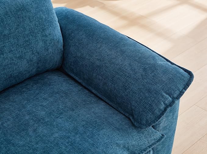 51-Inch Wide Oversized Chenille Recliner Sofa Ottoman with Storage - Upholstered Lounge Chair (Blue)