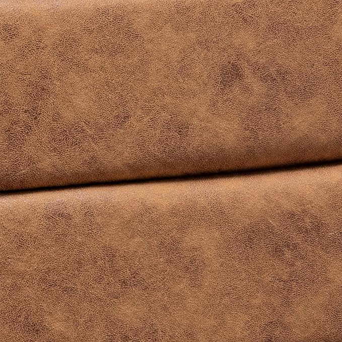 Unique Mid Century Modern Accent Chair with Open-Framed Armchair Design Plush Foam Cushioning and Leather-Look Microfiber Seat and Back Cushions Brown