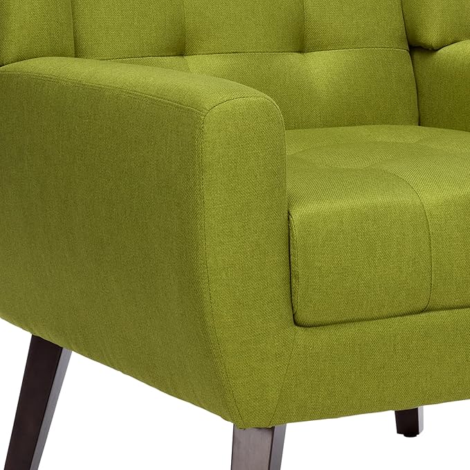 UIXE Accent Chairs Set of 2 Modern Upholstered Arm Chair in Fabric for Living Room Comfy Armchair Single Sofa Seat with Solid Wooden Legs (Green)