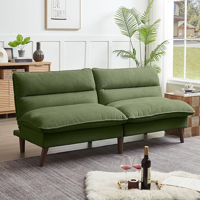 Futon Sofa Bed 72 Small Couches for Small Spaces Folding Love Seat Couch with Adjustable Back Convertible Upholstered Sleeper Sofas for Living Room Office Apartment