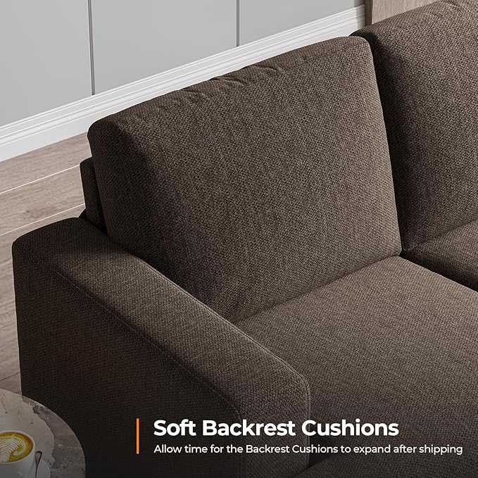 89 Inch Sofa with Extra Deep Seats Oversize 3 Seater Sofa for Living RoomModern Couch and Sofa Comfy Armrests and Seats and Backrests Easy Installation Brown