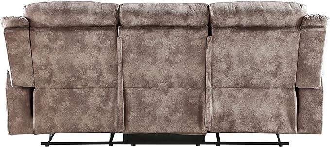 Acme Zubaida Velvet Motion Reclining Sofa with USB Dock in 2-Tone Chocolate