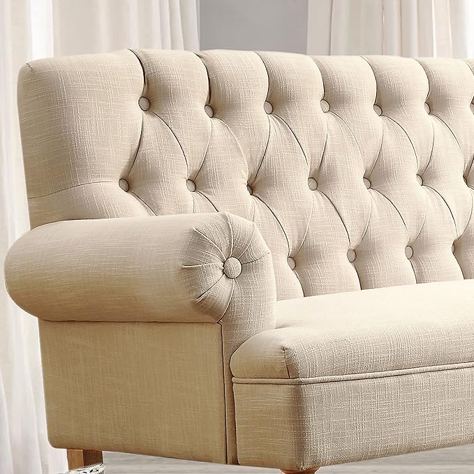 Rosevera Celino Loveseat Sofa for Living Room - Couch in a Box Linen Warm Beige