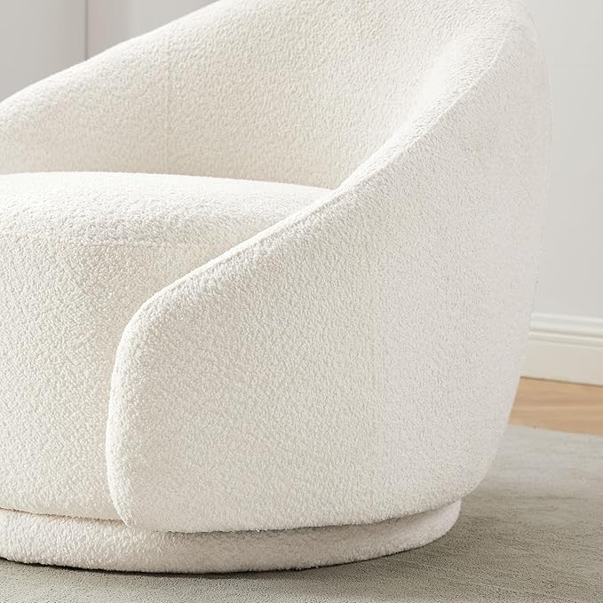 VANOMi 34 Swivel Accent Chair Oversized Armchairs for Living Room Comfy Sharpa Chair Reading Chairs for Bedroom Corner Apartment White