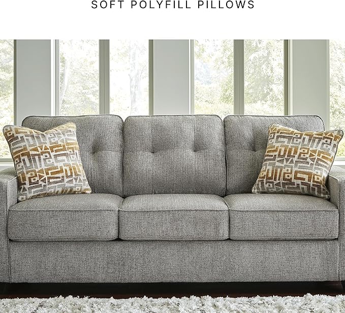 Signature Design by Ashley Fanciful Classic Sofa with Tufted Cushion and Removable Cushion Light Gray