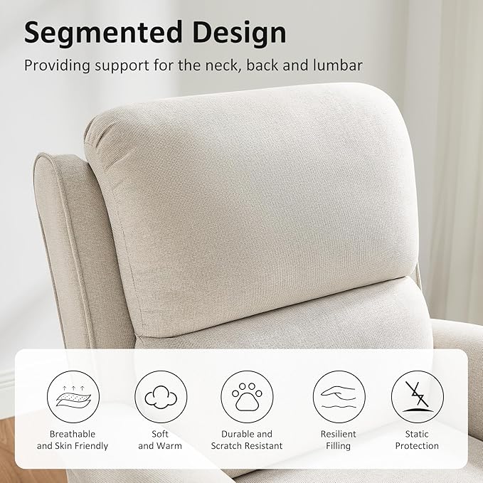 Oversized Recliner Chair for Living Room Modern Reclining Sofa Home Theater Seating with Upholstered Push Back Mid-Century Reclining Armchair with Lumbar Support Bedroom Reading Nook Office