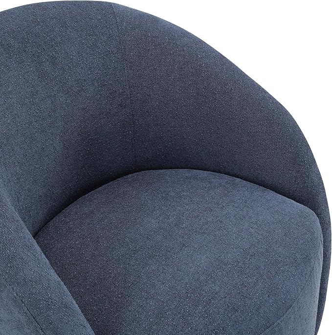 Lexicon 360 Degree Swivel Accent Chair Boucle Fabric Arm Chair with Metal Swivel Base and Sloped Arms for Living Room/Bedroom/Office Blue