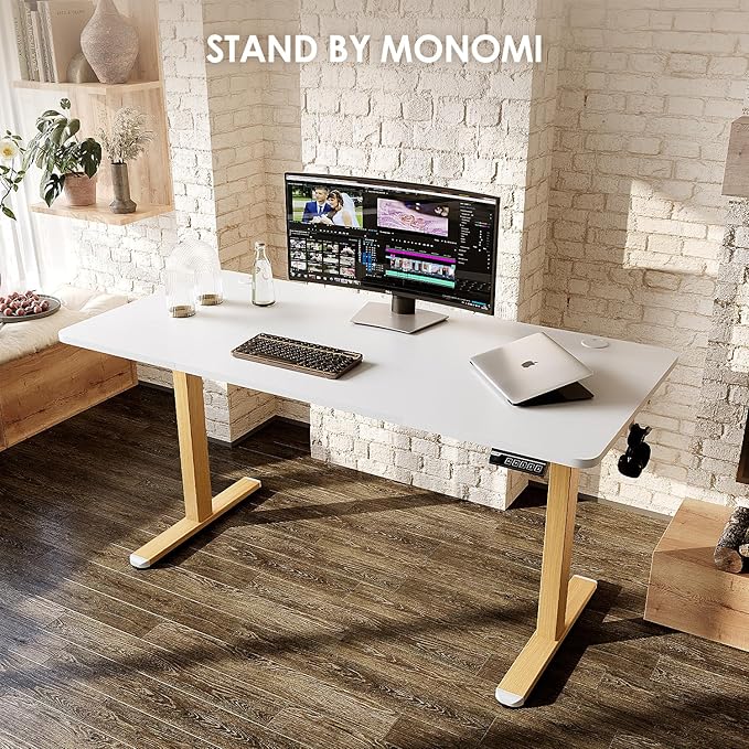 Monomi Electric Standing Desk 55'' Height Adjustable Ergonomic Home Office Sit Stand Up Desk with Memory Preset Controller White