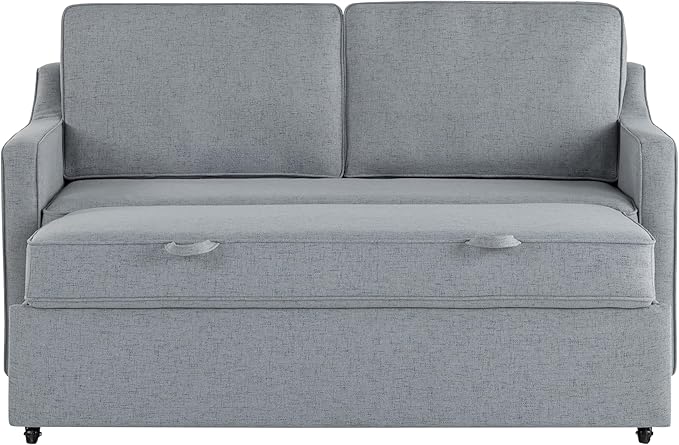 Serta® Corren 68.1 Queen Sized Convertible Sofa Dream Coil® Comfort Fingerguard® Pinch Point Protection Sofa Chenille Fabric Light Gray