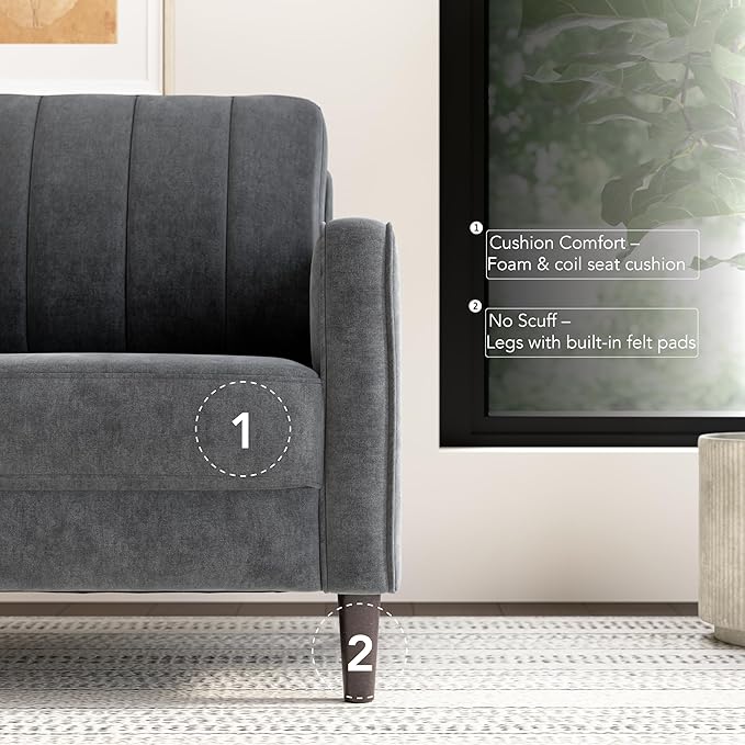 Bush Home 32-inch Accent Chair Living Room Furniture Max Collection Iron Gray Chenille Fabric