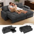 Vipbear 81 Sectional Sleeper Sofa with Pull Out Bed L Shaped Sleeper Sofa Pull Out Couch with Reclining Backrest Reversible Storage Chaise USB Ports Tool-Free Assembly Chenille Dark Grey