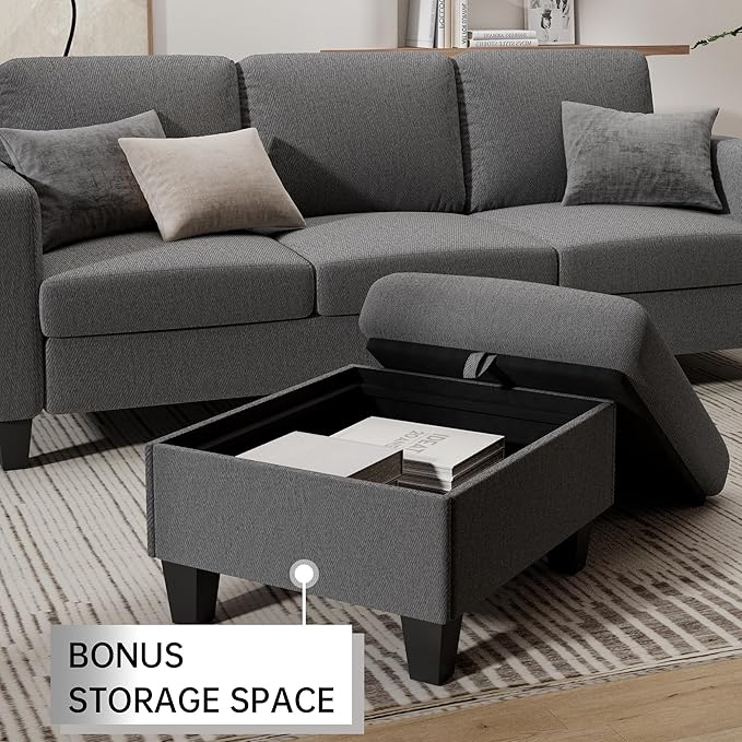 Sectional Couches for Living Room 78 L Shaped Sofa 3 Seat Modern Couch with Storage Ottoman Convertible Couches for Small Space Living Room Bedroom Apartment and Office