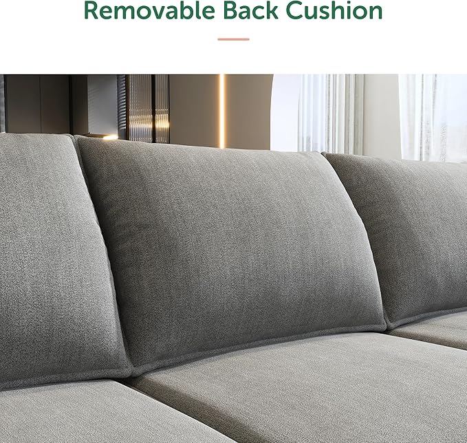 HONBAY Modular Sectional Sofa with Storage U Shaped Modular Sofa 6-Seater Sectional Couch for Living Room Grey