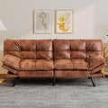 Convertible Futon Sofa BedFaux Leather Futon CouchMemory Foam Futons BedSmall Splitback Modern Loveseat Sleeper Sofa for Living RoomOfficeApartmentBrown