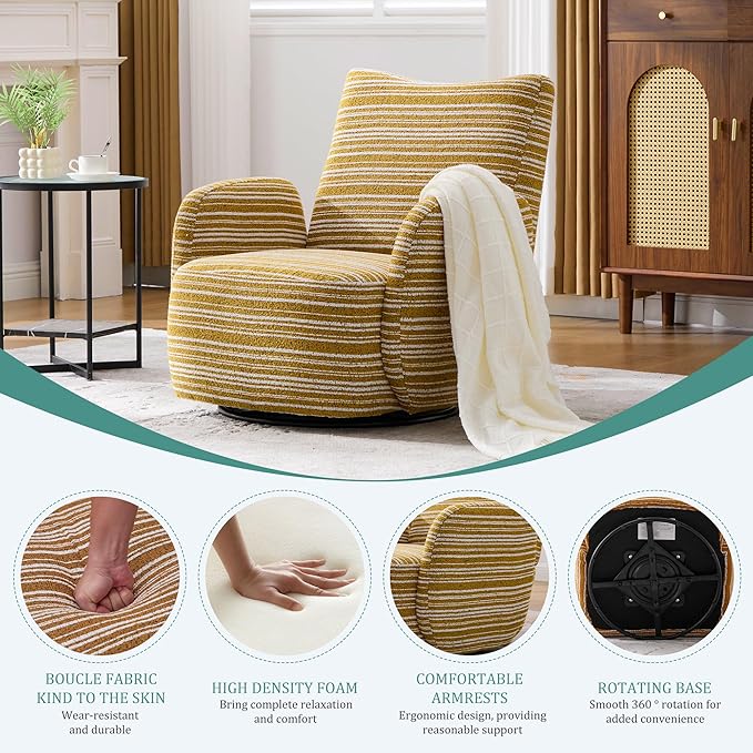 ERYE 360° Swivel Chair Modern Leisure Swivel Armchair for Living Room Bedroom