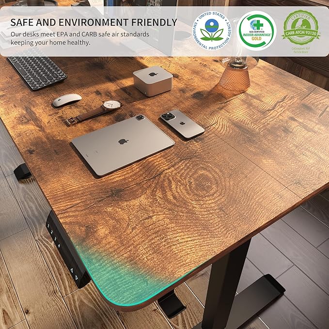 Monomi Electric Height Adjustable Standing Desk 48x24 Inches Ergonomic Home Office Sit/Stand Up Desk(Vintage Brown)