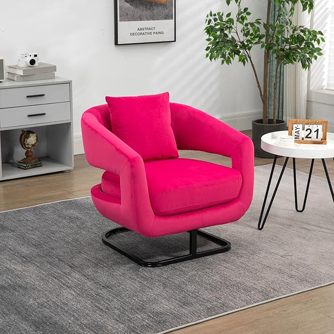 House Hold Upholstered Tufted Living Room Chair Textured Velvet Fabric Accent Chair with Metal Stand